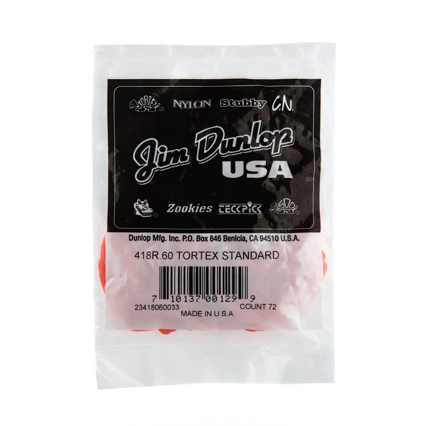 Dunlop Tortex Standard Picks (72-Pack), Orange, .60mm