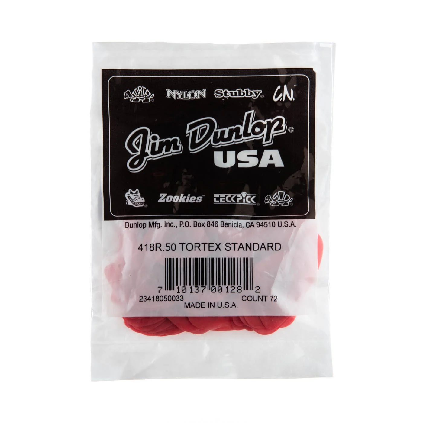 Dunlop Tortex Standard Picks (72-Pack), Red, .50mm