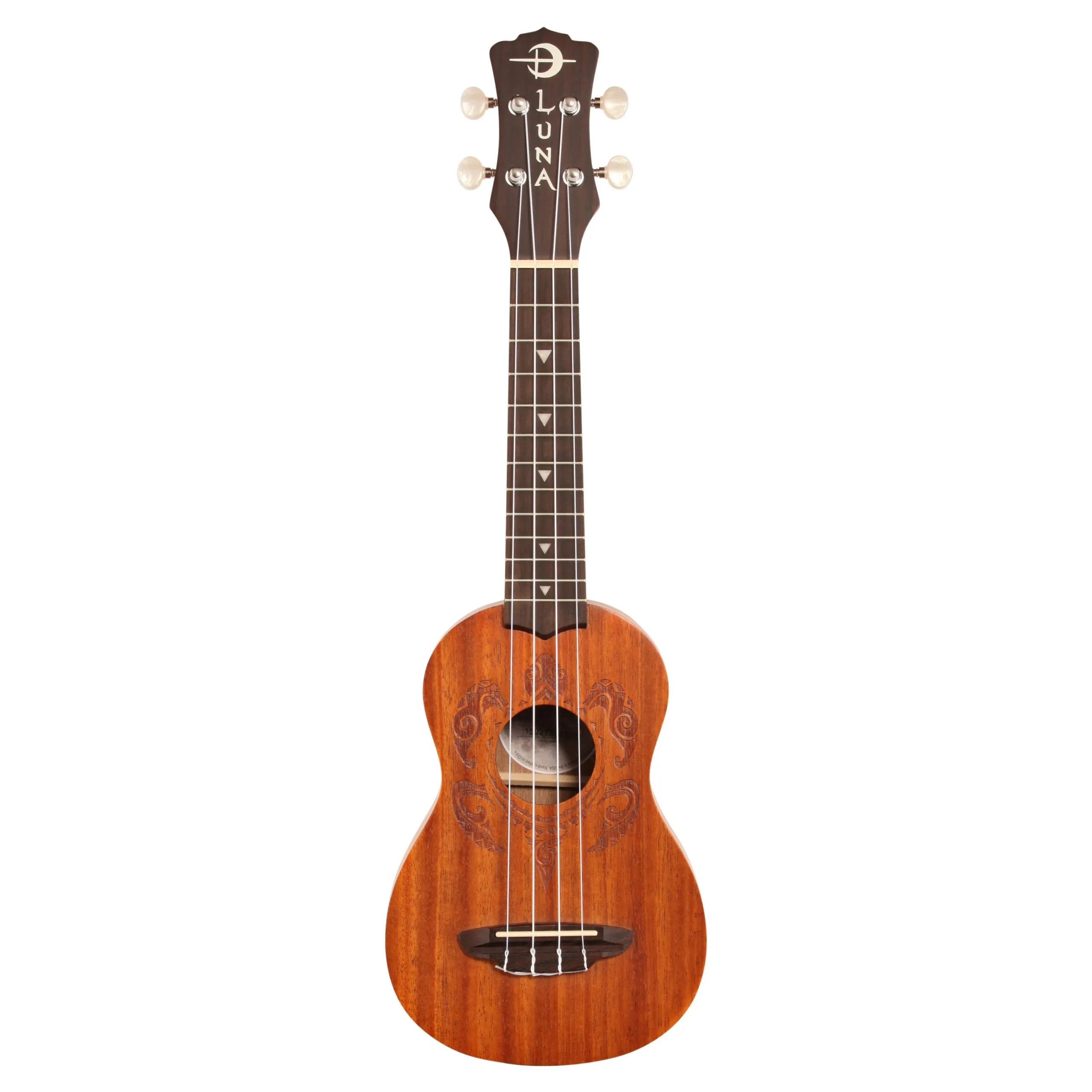 Luna Honu Soprano Ukulele (with Gig Bag), Tribal Turtle