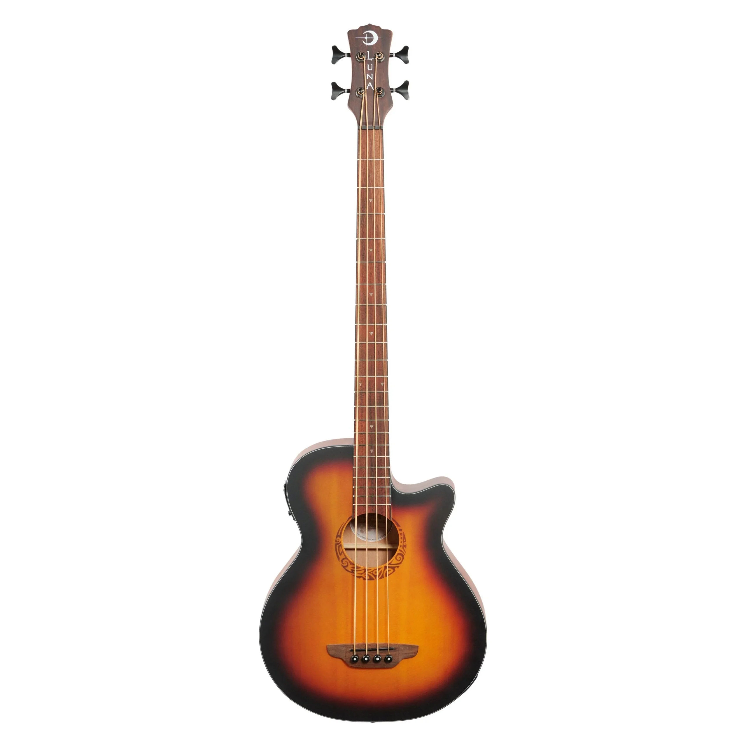 Luna Tribal 34-Inch Scale Acoustic-Electric Bass, Tobacco Sunburst
