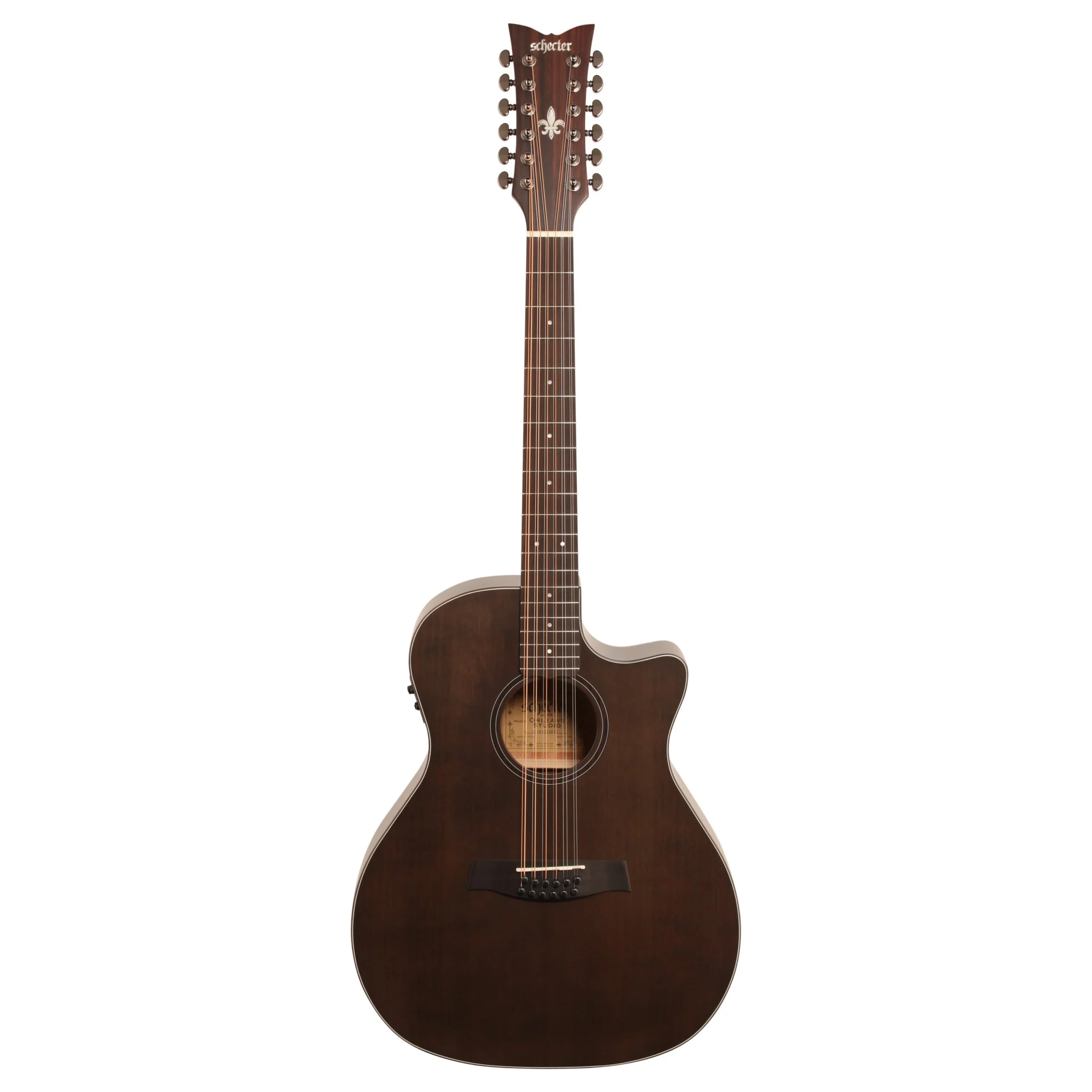 Schecter Orleans Studio Satin See Thru Black 12-String Acoustic-Electric Guitar