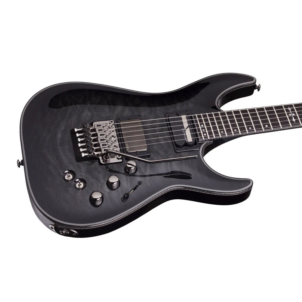 Schecter Hellraiser Hybrid C-1FRS Electric Guitar, Transparent Black Burst