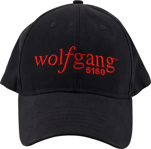 EVH Wolfgang Fitted Hat, Black with Red Wolfgang/5150 Logo