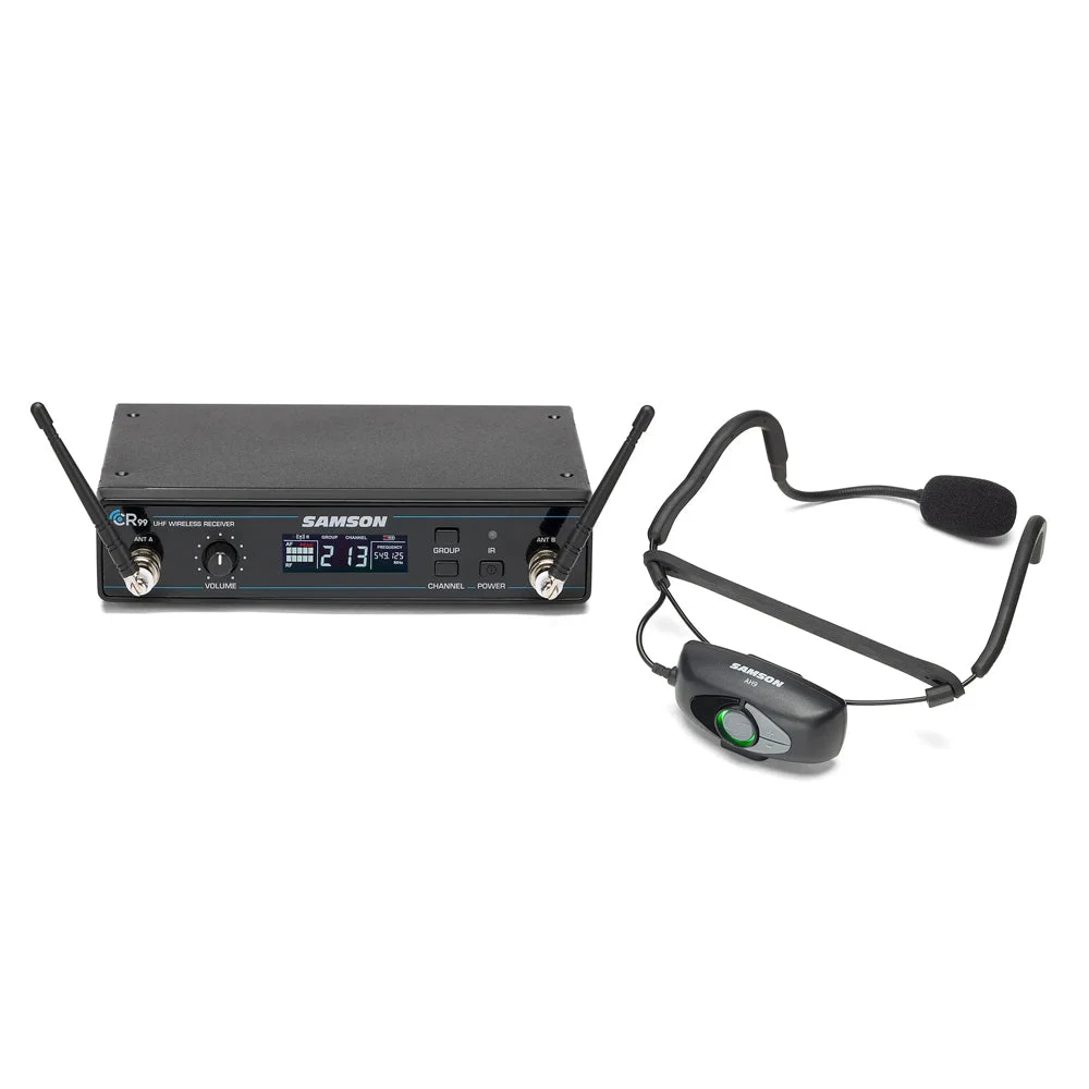 Samson AirLine 99 Wireless Fitness Headset System with Qe Fitness Mic (AH9-Qe/CR99) - K Band