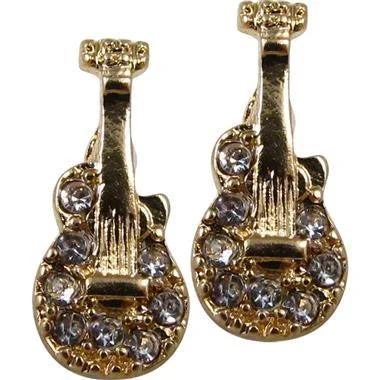 Aim Gifts Earrings | Crystal Acoustic Guitar Gold