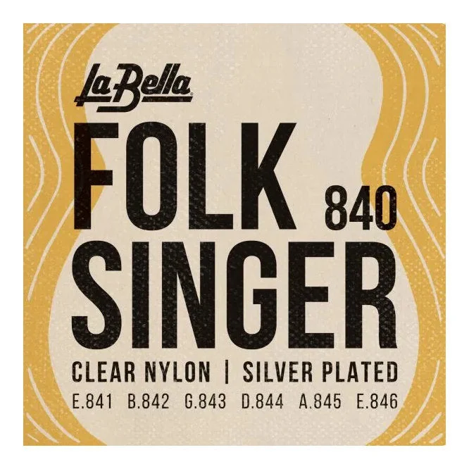 La Bella 840Folksinger Ball-End Nylon Guitar Strings - Clear Nylon - Silver-Plated