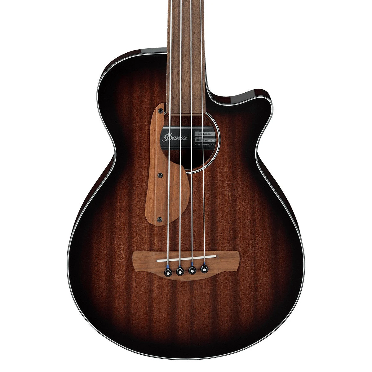 Ibanez AEGB24FE Fretless Acoustic-Electric Bass - High Gloss Mahogany Sunburst