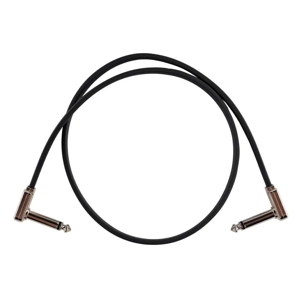 Ernie Ball P06228 Single Flat Ribbon Angle to Angle Patch Cable - Black - 2 ft.