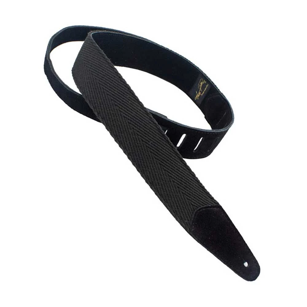 Henry Heller HPCL-BLK Fashion Cotton 2 in. Guitar Strap - Black Herringbone