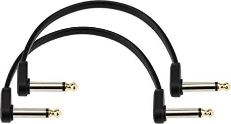 D'addario Flat Patch Cable, 6in Offset Right Angle, Twin Pack