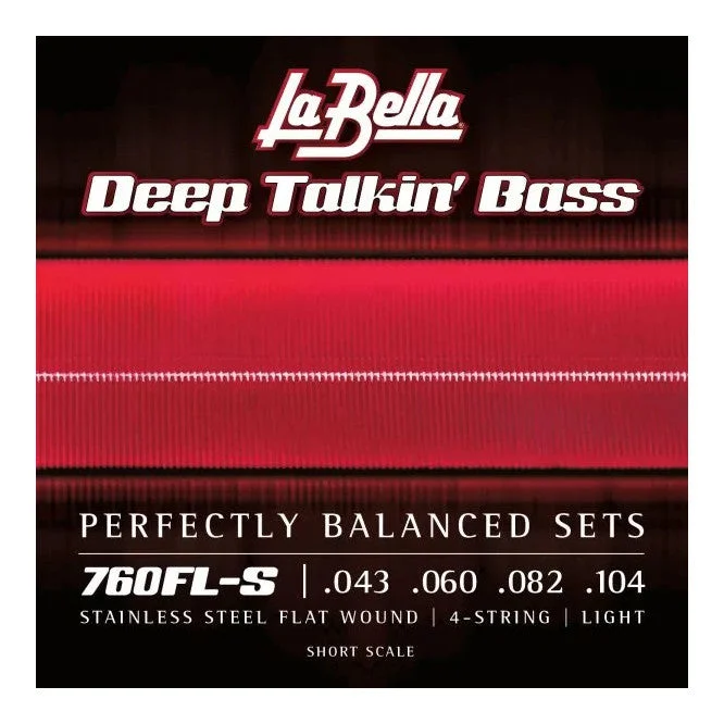 La Bella Deep Talkin' Electric Bass Strings - Flat Wound - 43-104 Gauge - Short Scale