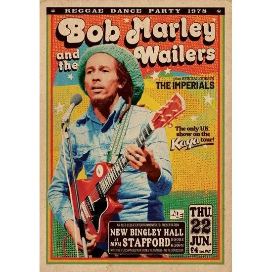 Posters Wholesale Bob Marley Bingley Hall Concert Reggae Dance Party 1978 | Rolled