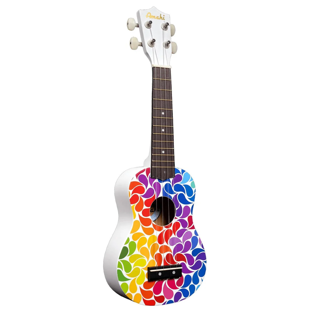 Amahi DDUK3 Painted Student Ukulele with Bag, Rainbow Flower