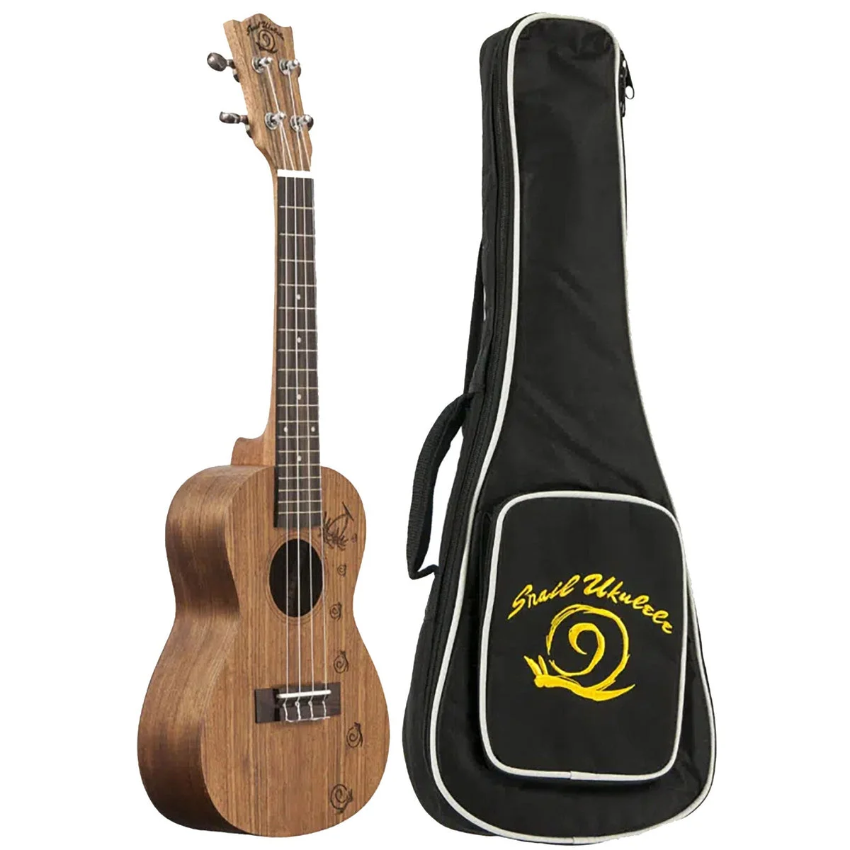 Amahi Snail UKC-486 Walnut Concert Ukulele w/ Gig Bag
