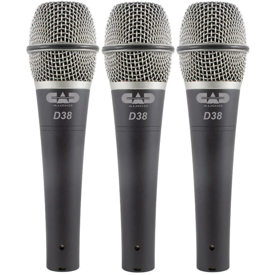 CAD Audio D38X3 Pack of 3 D38 Supercardioid Dynamic Microphones