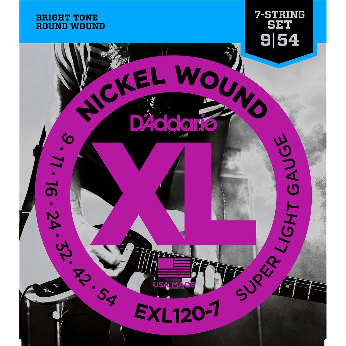 D'Addario EXL120-7 Nickel Wound 7-String Electric Guitar Strings, Super Light, 9-54