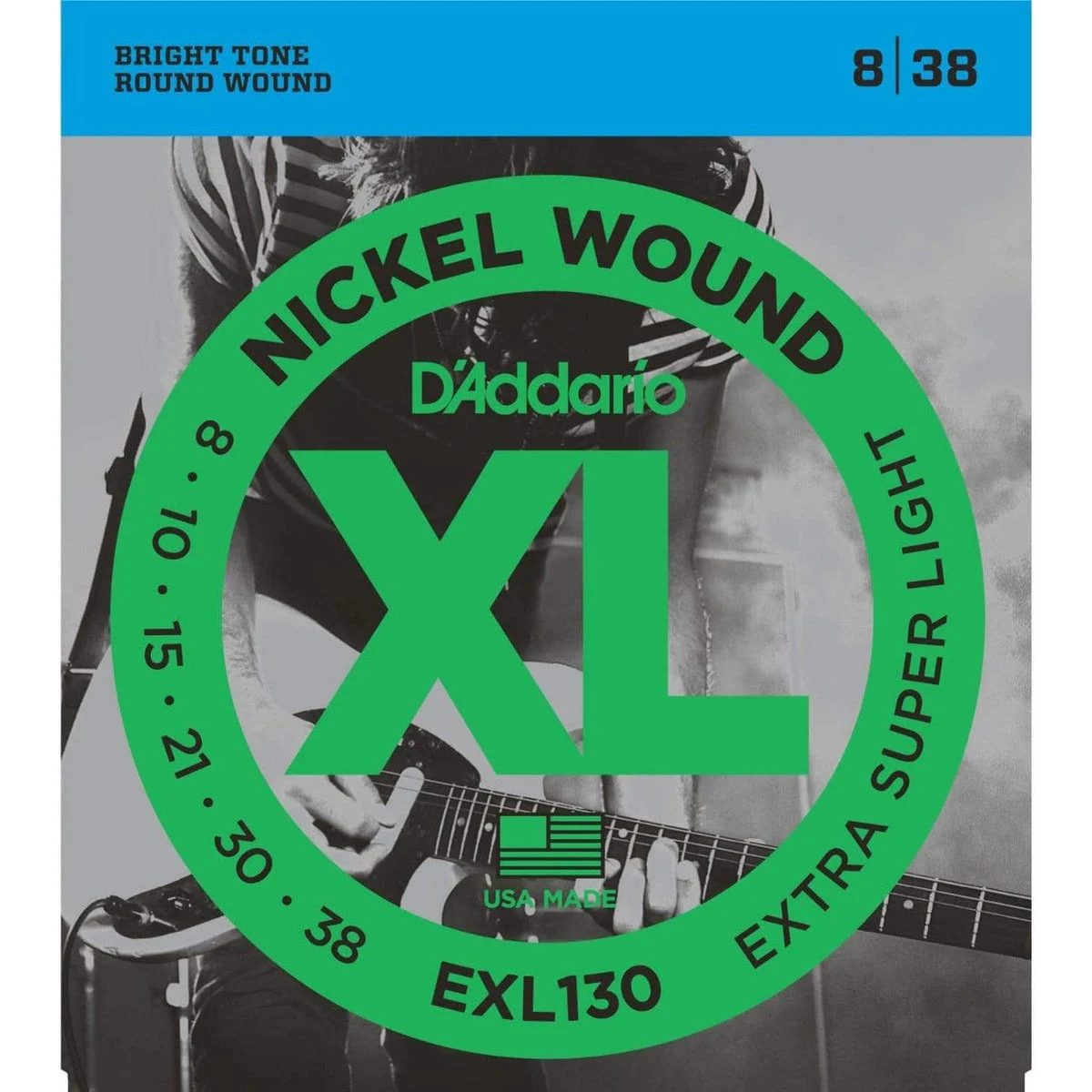D'Addario EXL130 Nickel Wound Electric Guitar Strings, Extra-Super Light, 8-38