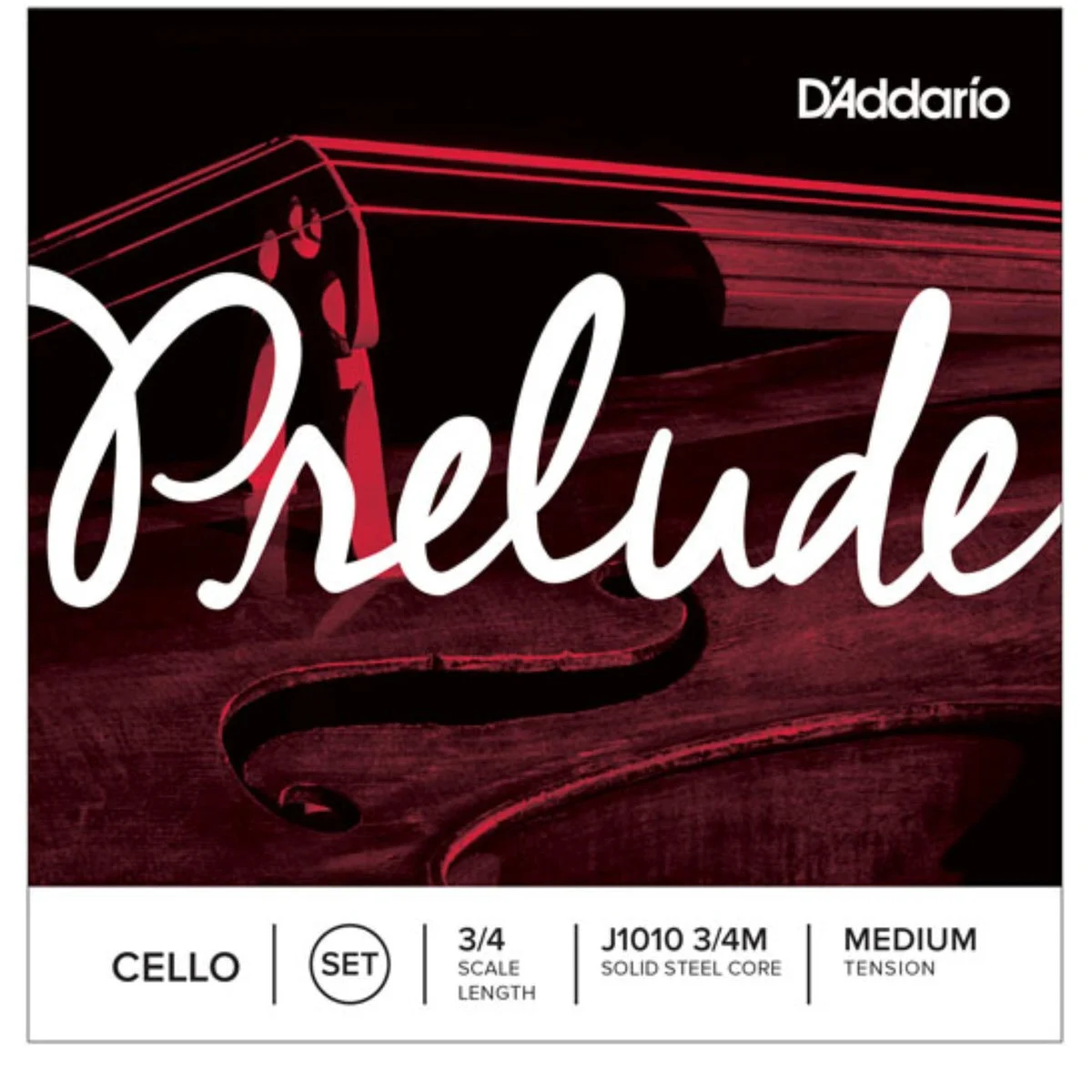 D'Addario Prelude Cello String Set, 3/4 Scale, Medium Tension