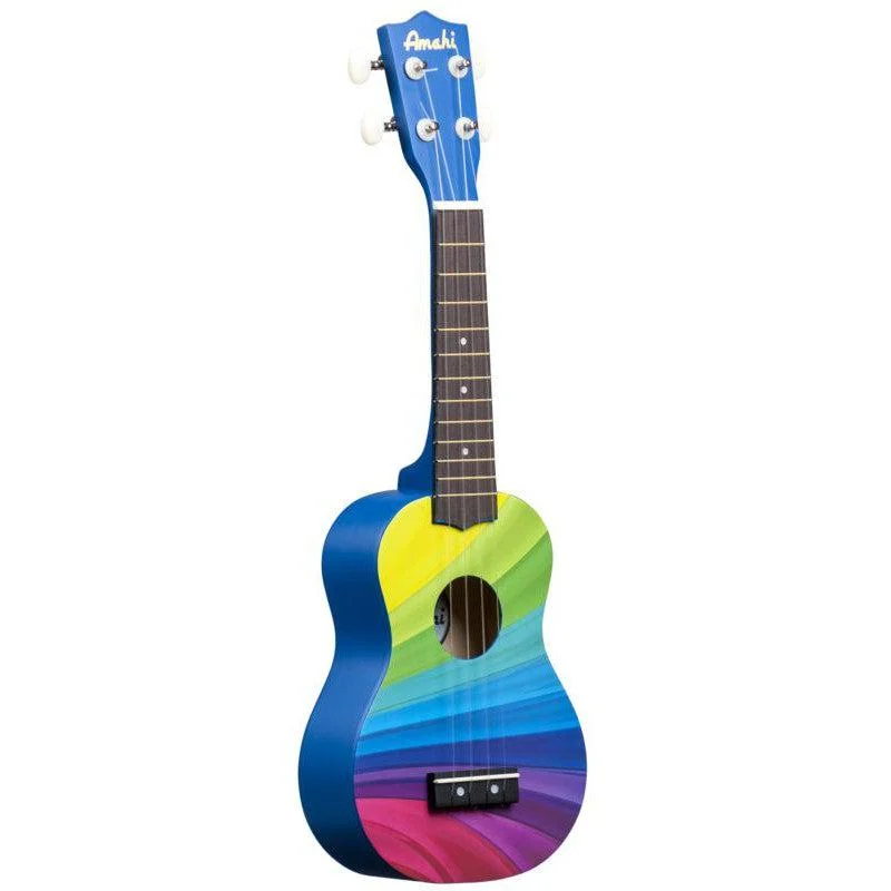 Amahi Penguin Tropical Series Soprano Ukulele | Wavy Rainbow