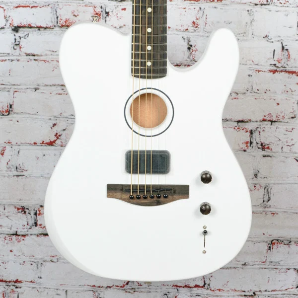 Fender - Limited Edition FINNEAS American Acoustasonic Telecaster - Electric Guitar - Ebony Fingerboard - Satin Arctic White - w/ Deluxe Hardshell Case