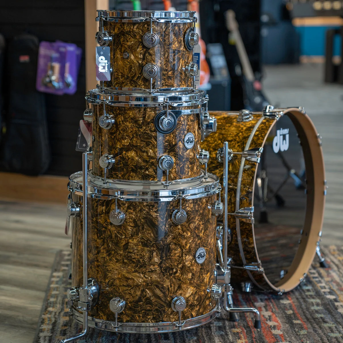 Drum Workshop Collector's Series Pure Maple 4 Piece Shell Kit - FinishPly Golden Abalone