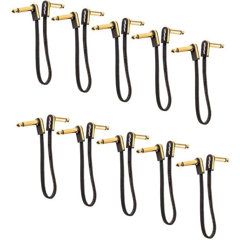 EBS Premium Gold Flat Patch Cable, 10-Pack, 18cm