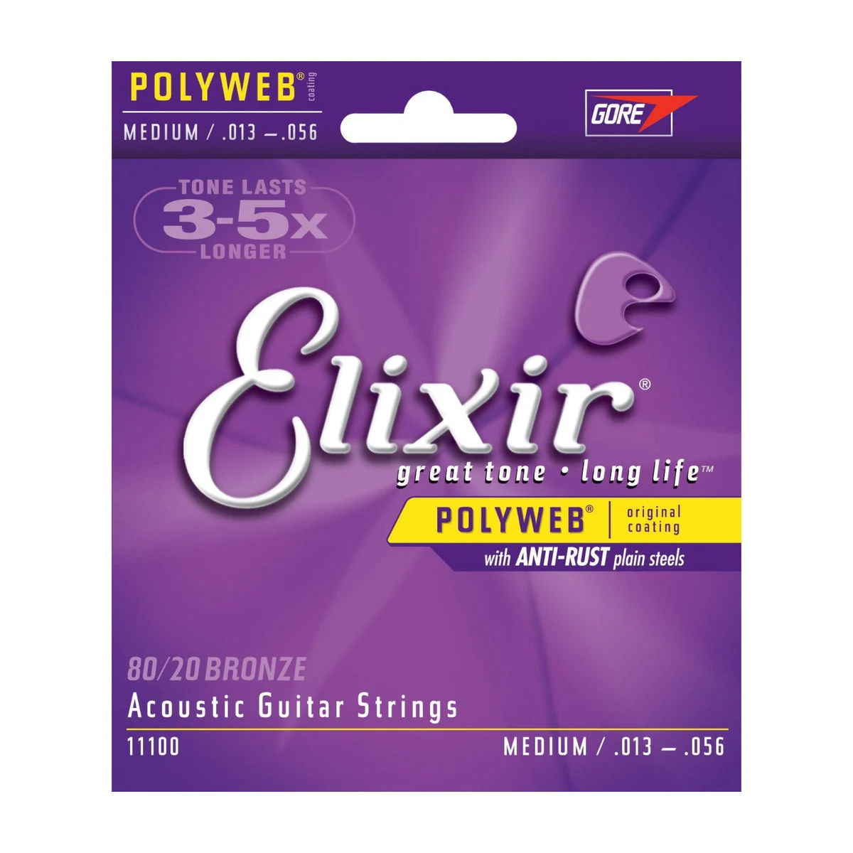 Elixir Acoustic Medium 80/20 Bronze with POLYWEB Coating