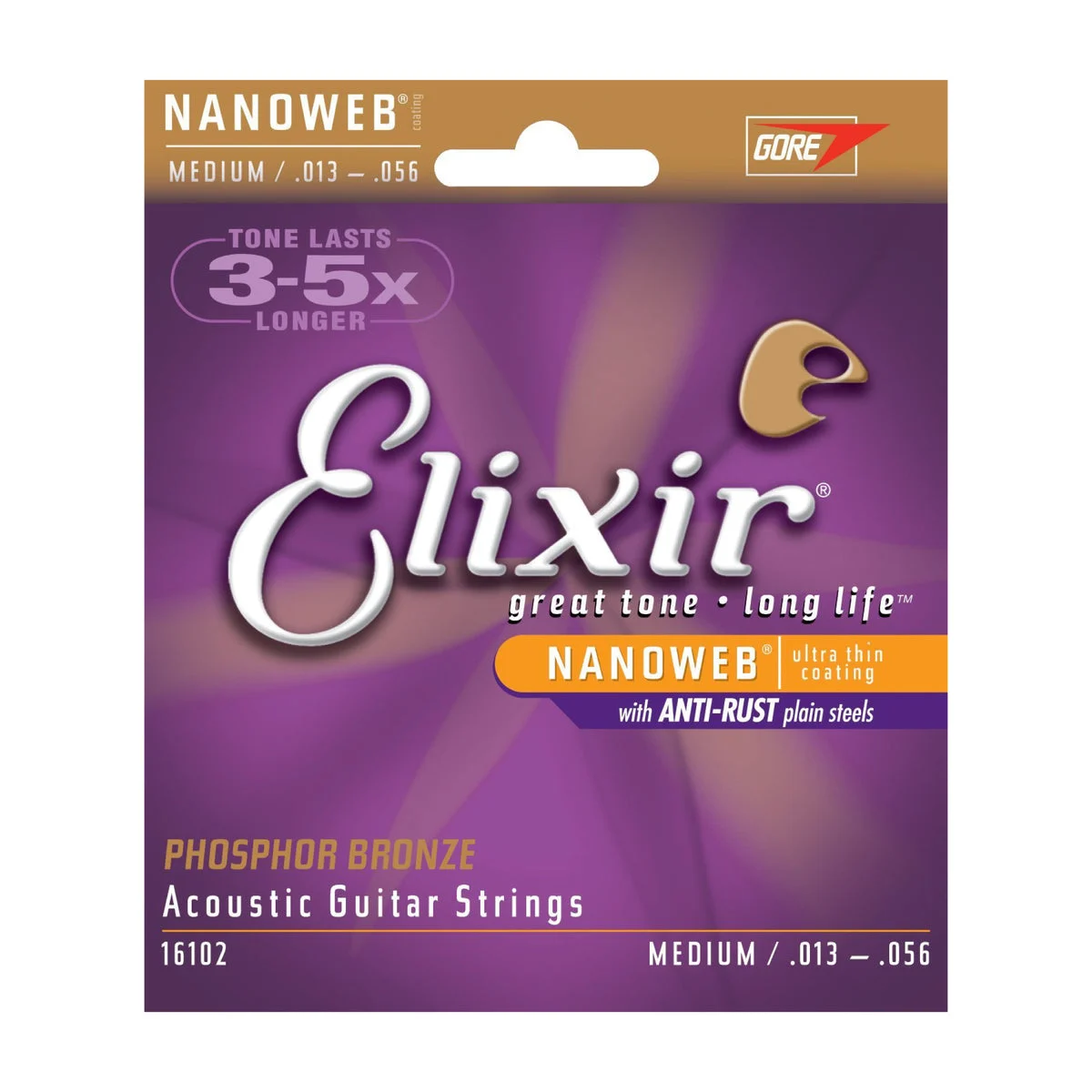 Elixir Acoustic Medium Phosphor Bronze with NANOWEB Coating