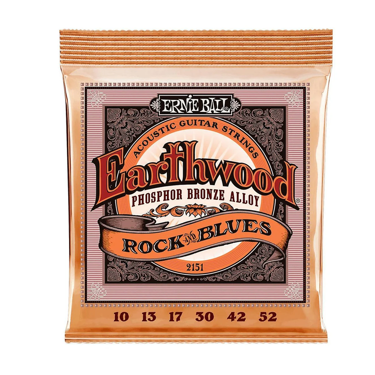 Ernie Ball 2151 Rock And Blues Earthwood Phosophor Bronze Acoustic Strings - .010-.052