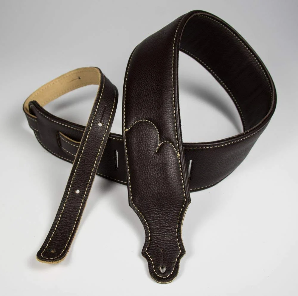 Franklin Straps 10B-CH-N Padded Glove Leather Soft Guitar Strap (2.5'', Chocolate/Natural stitching)