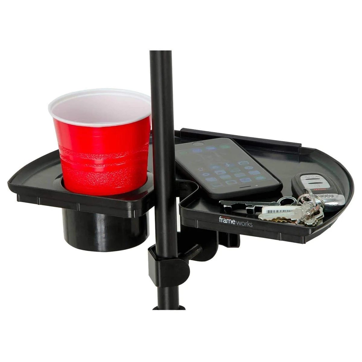 Gator Frameworks GFW-MICACCTRAY Microphone Stand Accessory Tray with Drink Holder andGuitar Pick Tab