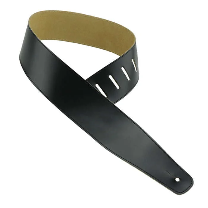 Henry Heller Basic Leather Strap | Black w/Black Stitch | 2.5"