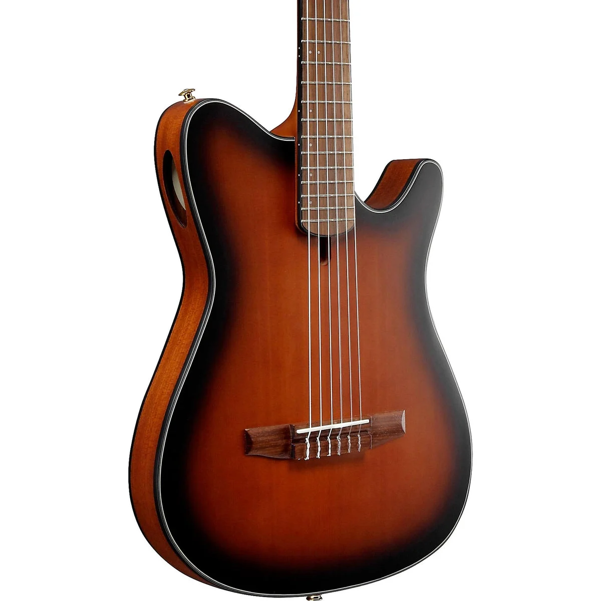 Ibanez FRH10NBSF Thinline Nylon Acoustic-Electric Guitar, Brown Sunburst