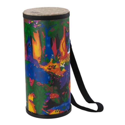 REMO Drum, KIDS PERCUSSION, Konga, 6" Diameter, 15" Height, Fabric Rain Forest