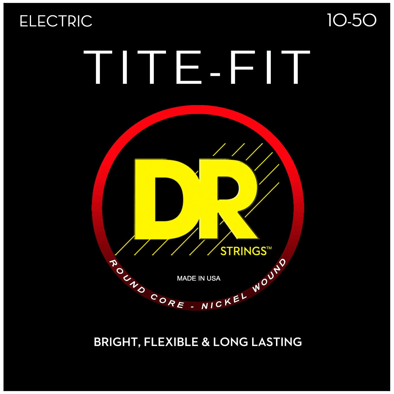 DR Strings MH-10 Tite-Fit Medium-Heavy Electric Guitar Strings, 10-50