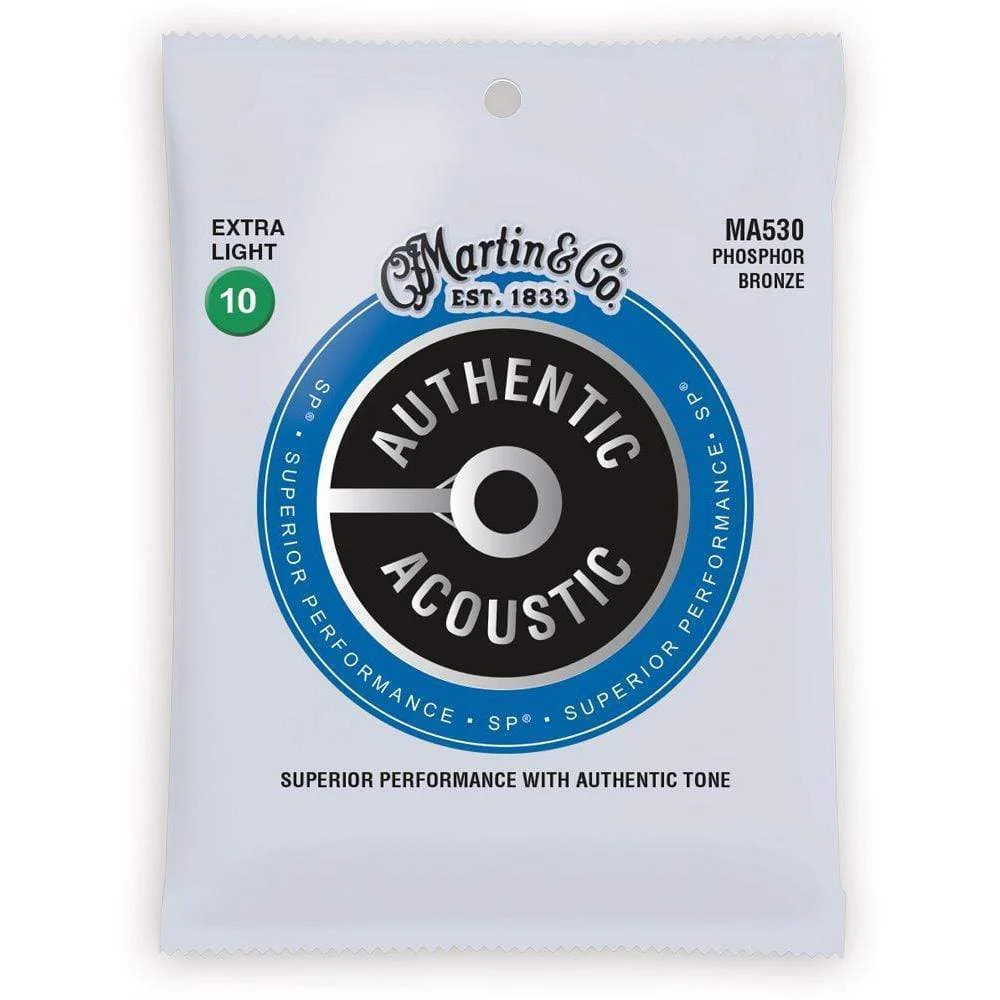 Martin Authentic MA530 SP Acoustic Guitar Strings, PB, Extra Light .010-.047