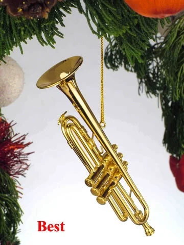 3.5" Gold Trumpet Hanging Ornament