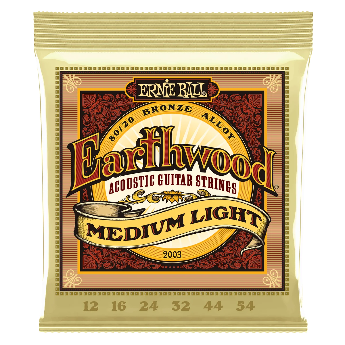 Ernie Ball Earthwood Medium Light 80/20 Bronze Acoustic Guitar Strings - 12-54 Gauge