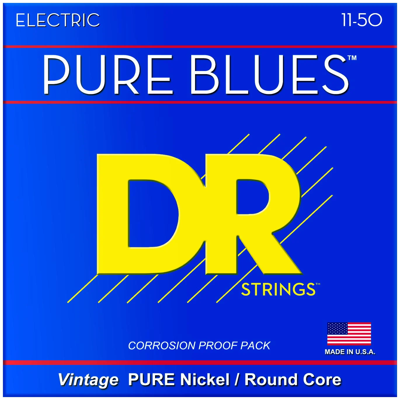 DR Strings PHR-11 Pure Blues Nickel Heavy Electric Guitar Strings, 11-50