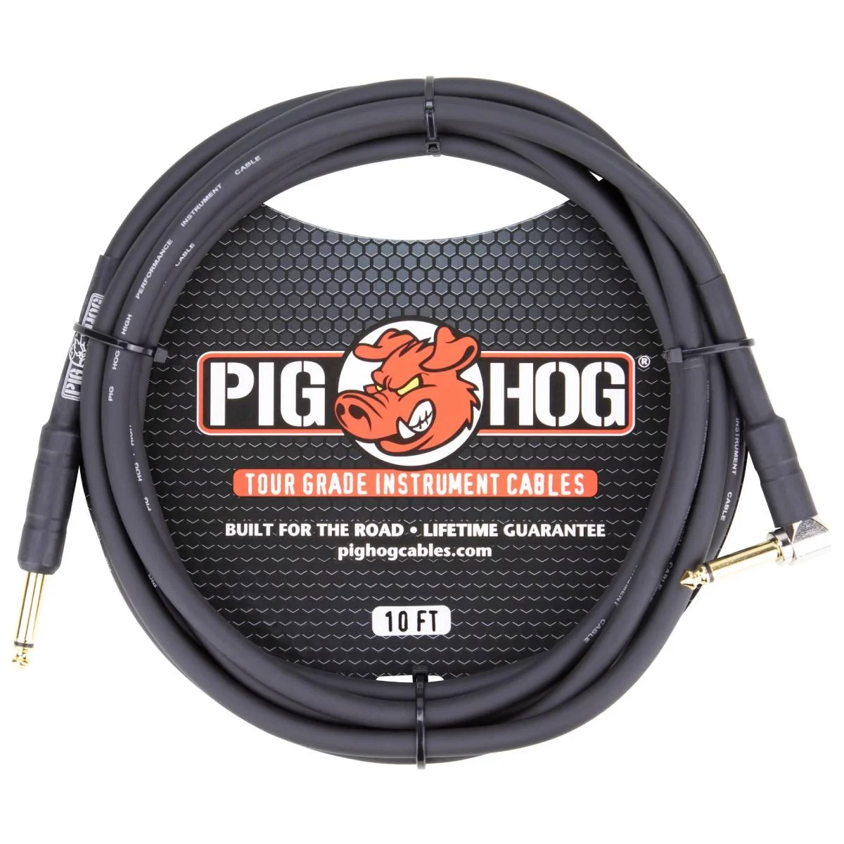 Pig Hog PH10R 10ft 1/4" - 1/4" Right Angle 8mm Instrument Cable