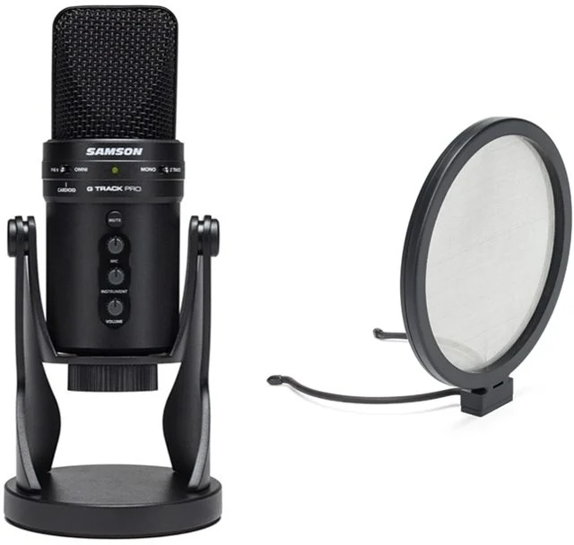 Samson G-Track Pro Studio USB Condenser Microphone, with 	Samson GTPBF1 Pop Filter