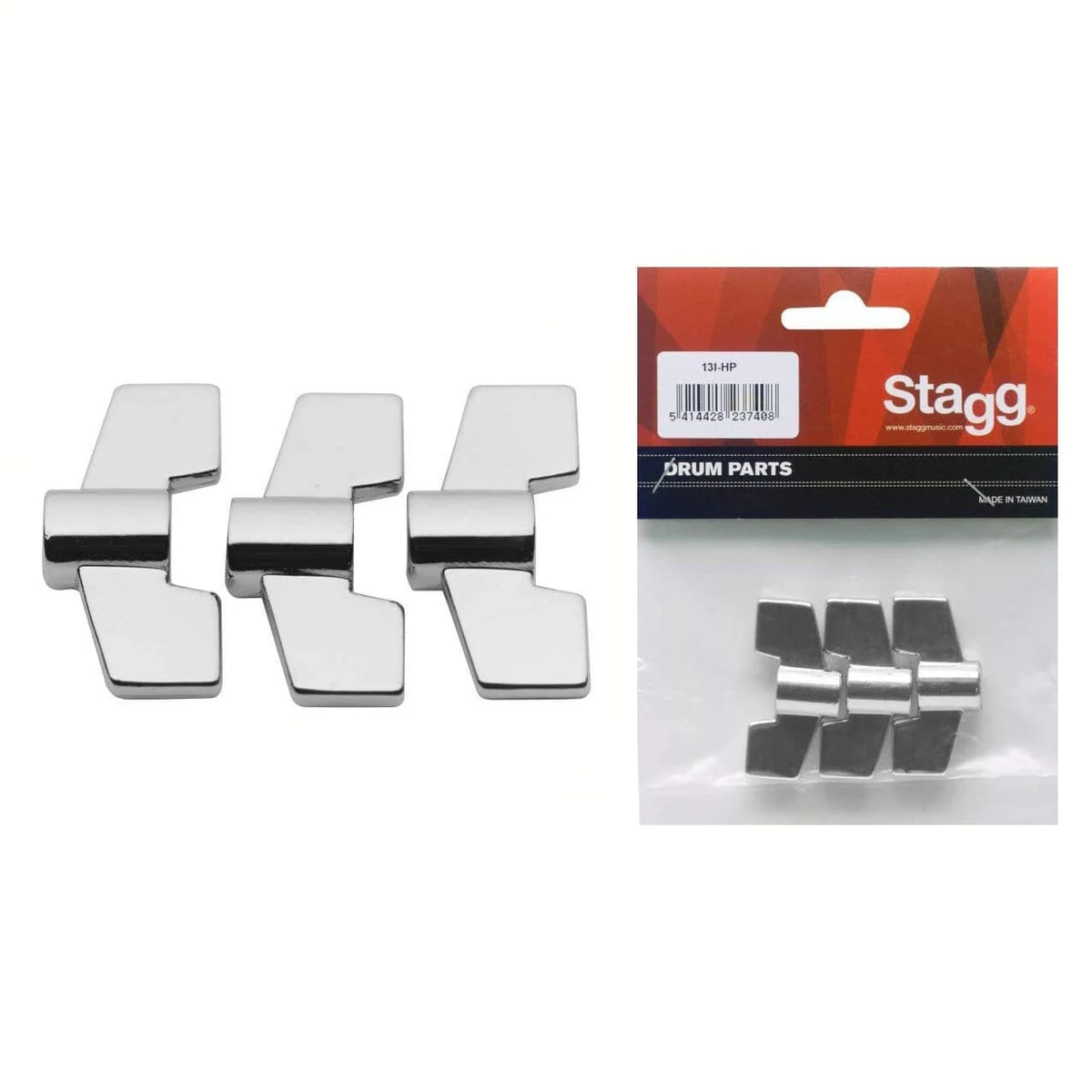 Stagg 13I-HP Drum Hardware 8mm Zinc Wing Nuts, 3 pack