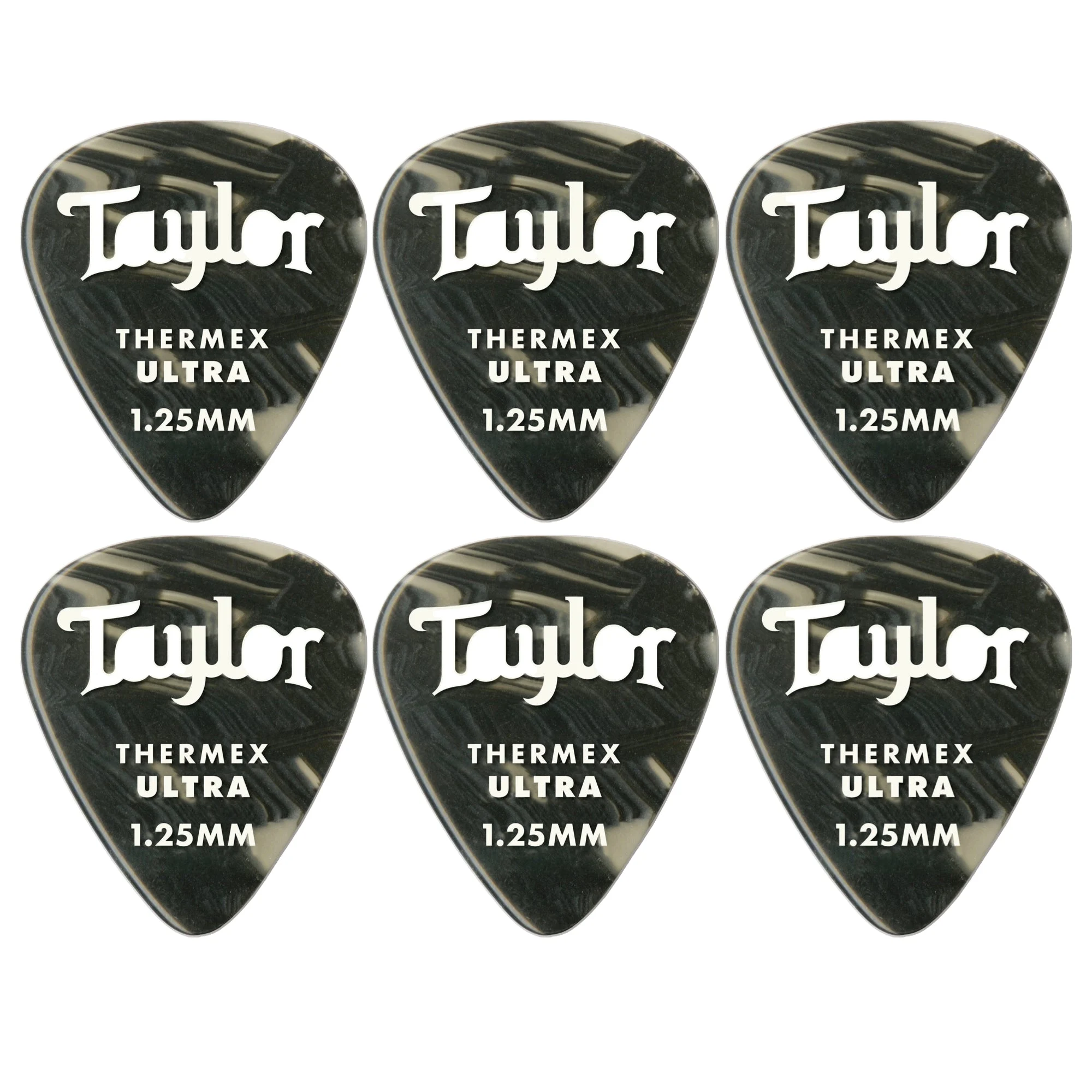 Taylor Premium 351 Thermex Ultra Black Onyx 1.0mm Picks, 6-Pack