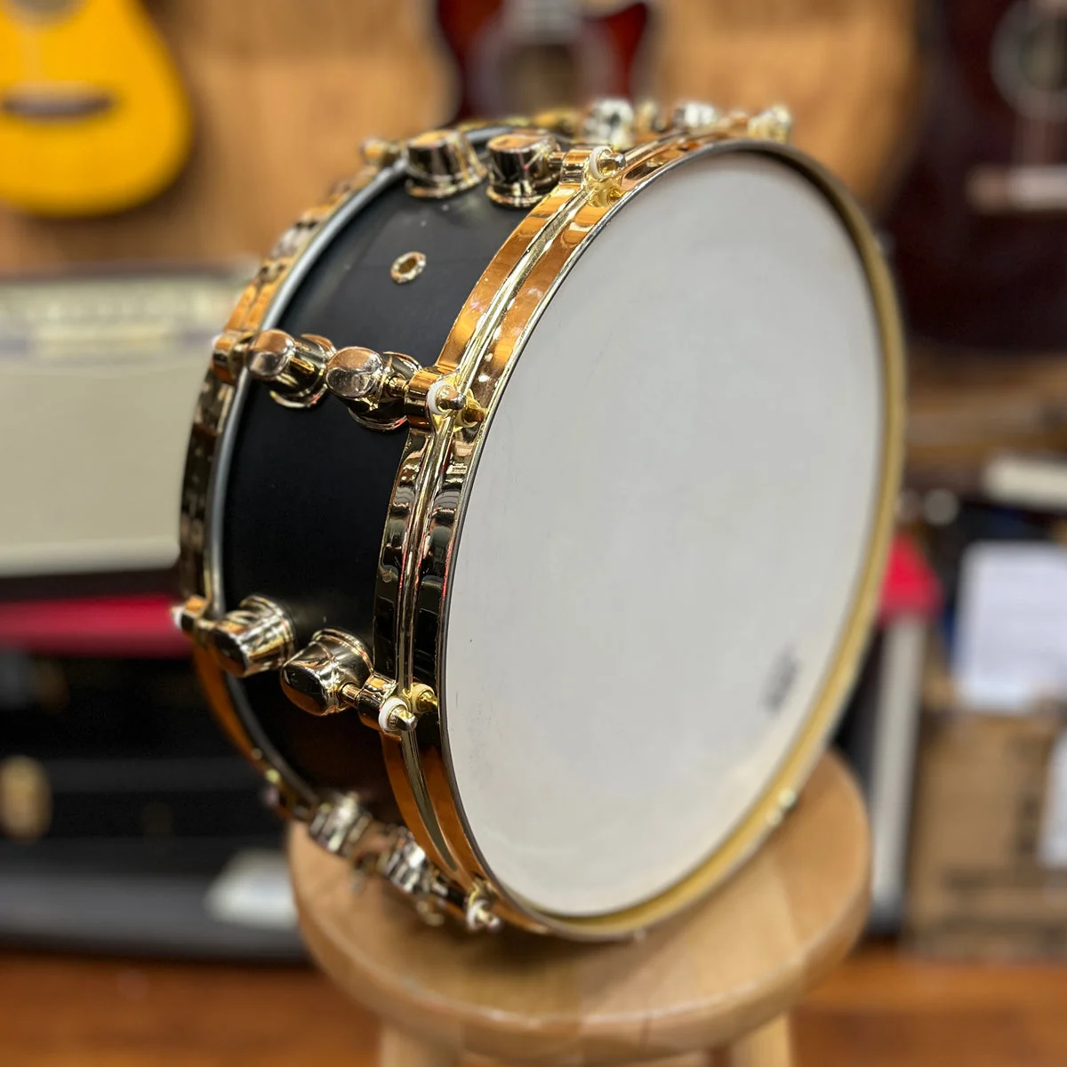 USED Mapex Black Panther 14x5.5Maple Snare in Flat Black with Brass Hardware