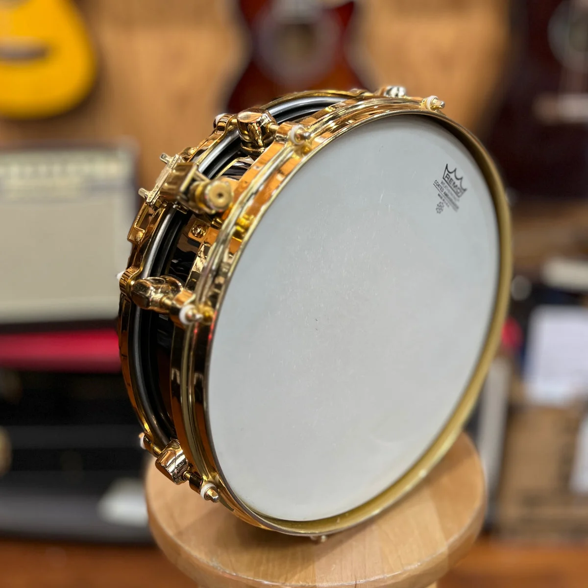 USED Mapex BrassBlack Panther 14 x 3.5 Piccolo Snare Drum