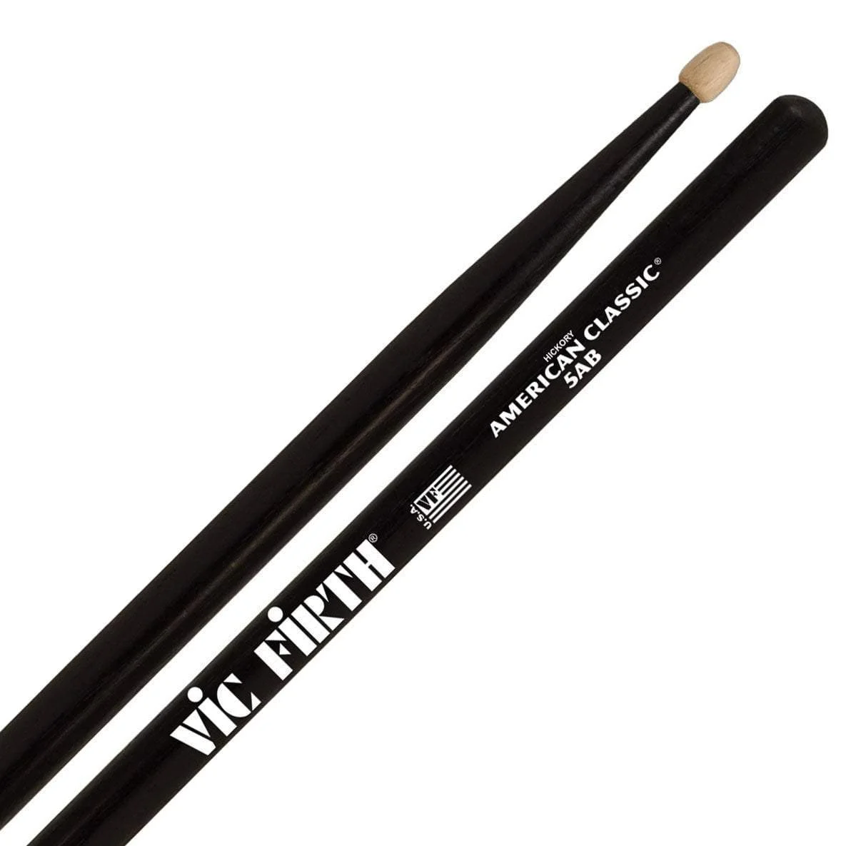 Vic Firth 5AB American Classic Black 5A Wood Tip Drumsticks, Pair