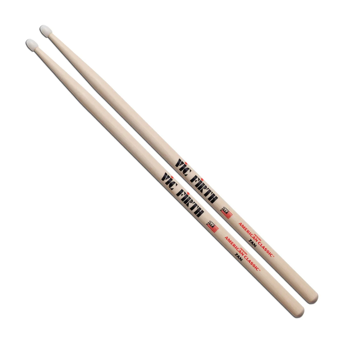 Vic Firth 7AN American Classic Drum Stick - Nylon Tear Drop Tip - Hickory
