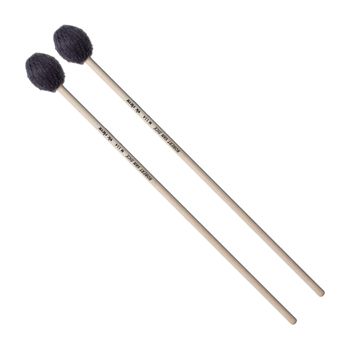 Vic Firth M114 Robert Van Sice Keyboard Mallets - Medium Charcoal Grey Yarn - Maple