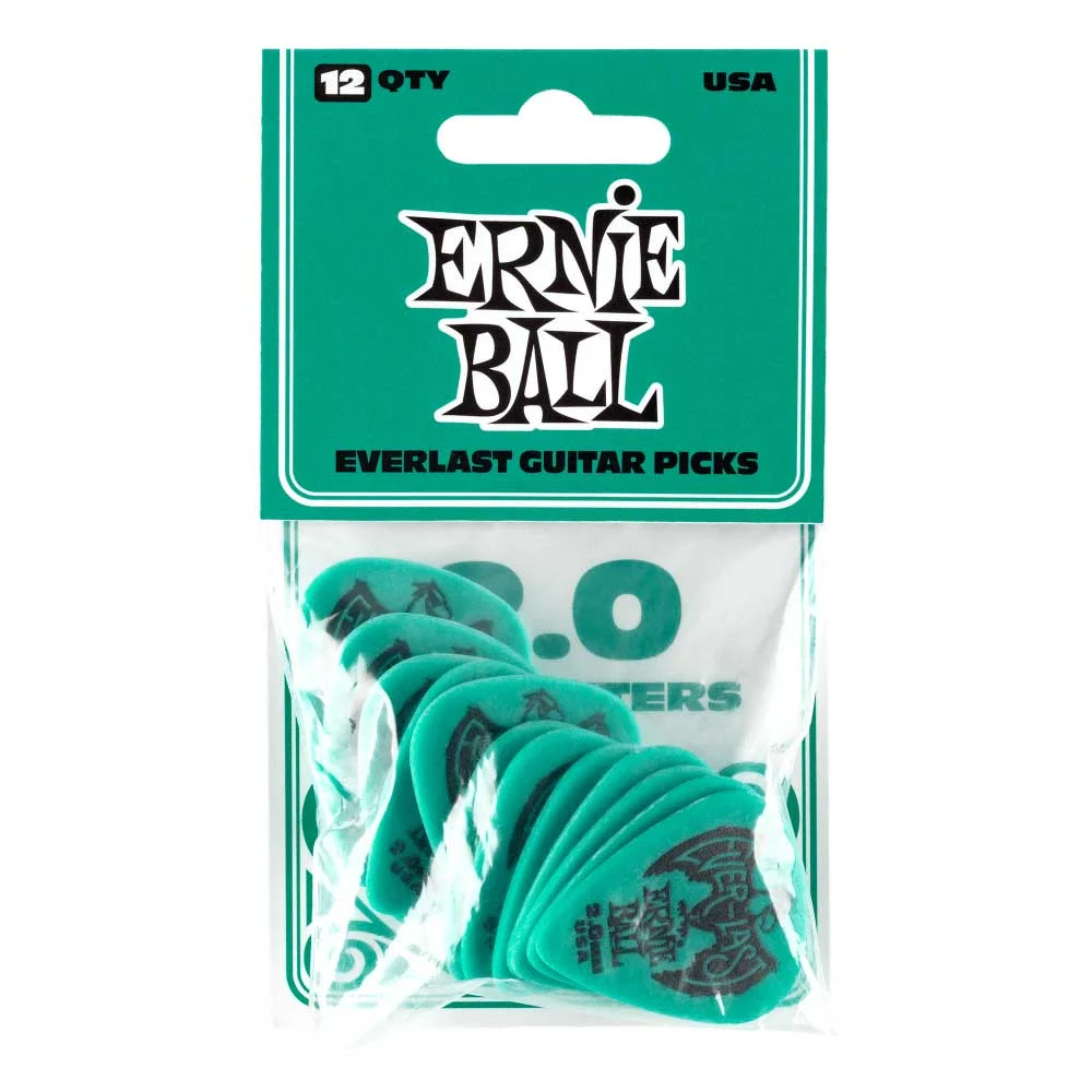 Ernie Ball P09196 Teal Everlast Guitar Picks (12 Pack) - Standard - Extra Heavy (2.0mm)