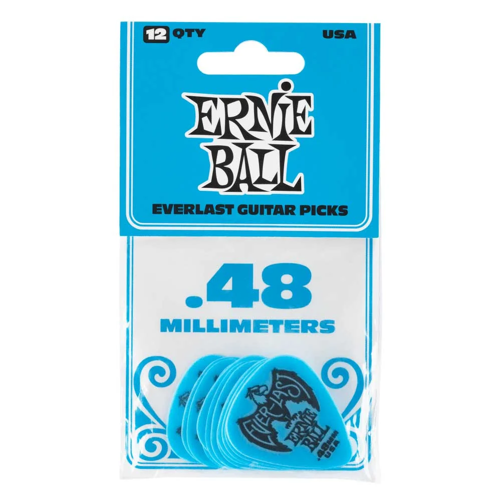Ernie Ball P09181 Blue Everlast Guitar Picks (12 Pack) - Standard - Light (0.48mm)